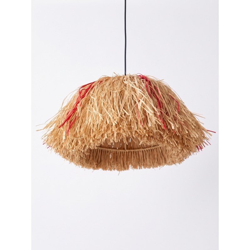 Kubbe Doğal Rafya Hasır Tasarım Bohem Avize 45x35cm Kubbe Doğal Rafya Hasır Tasarım Bohem Avize 45x35cm