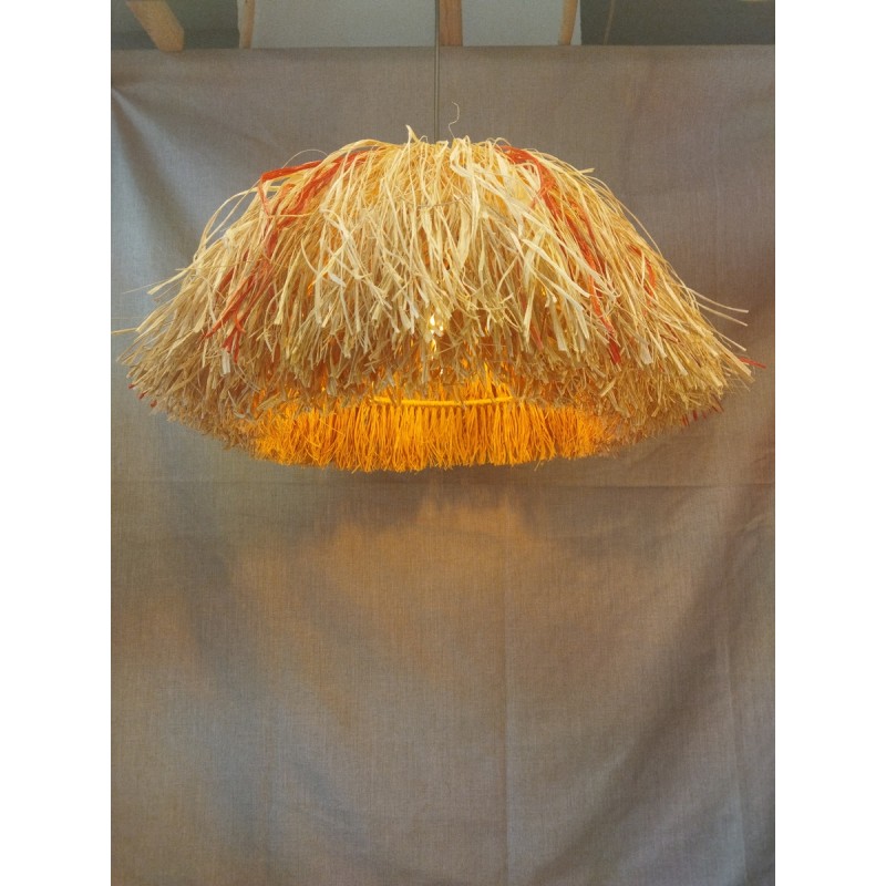 Kubbe Doğal Rafya Hasır Tasarım Bohem Avize 45x35cm Kubbe Doğal Rafya Hasır Tasarım Bohem Avize 45x35cm