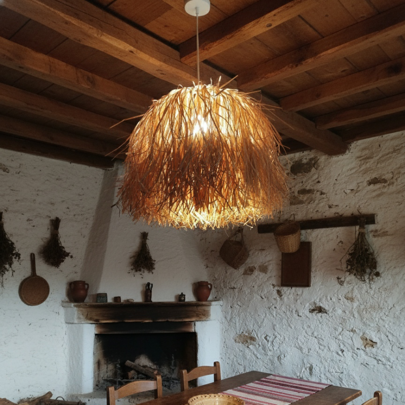 Çobanyıldızı Doğal Rafya Hasır Tasarım Bohem Avize 40x45cm Çobanyıldızı Doğal Rafya Hasır Tasarım Bohem Avize 40x45cm